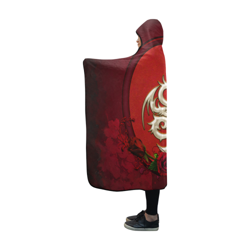 The dragon with roses Hooded Blanket 60''x50''
