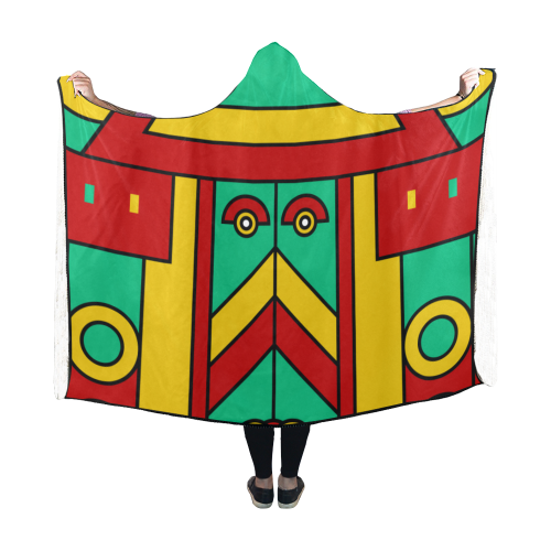 Aztec Spiritual Tribal Hooded Blanket 60''x50''