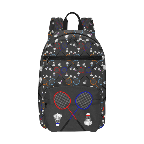Badminton Rackets and Shuttlecocks Pattern Sports Charcoal Large Capacity Travel Backpack (Model 1691)