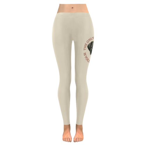 Vegan Cow and Dog Design with Slogan Women's Low Rise Leggings (Invisible Stitch) (Model L05)