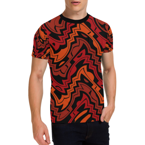 Heat Wave Men's All Over Print T-Shirt with Chest Pocket (Model T56)