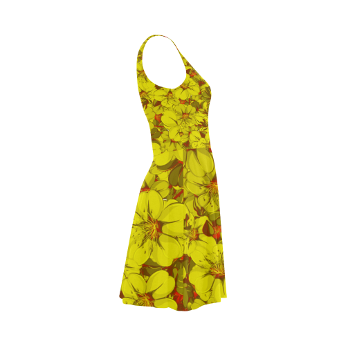 Yellow flower pattern Atalanta Sundress (Model D04)