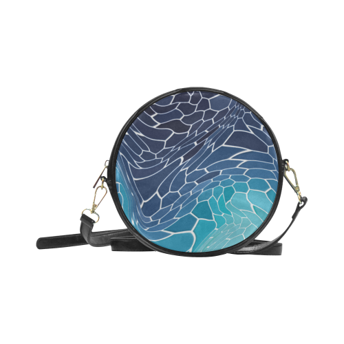 blue mosaic wave Round Sling Bag (Model 1647)