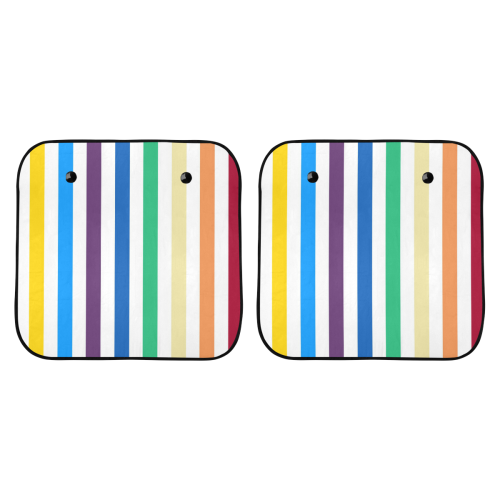 Rainbow Stripes with White Car Sun Shade 28"x28"x2pcs