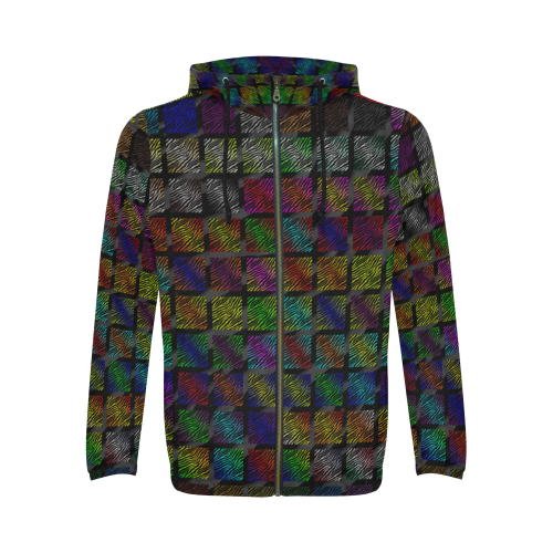 Ripped SpaceTime Stripes Collection All Over Print Full Zip Hoodie for Men (Model H14)