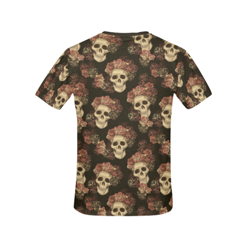 Skull and Rose Pattern All Over Print T-shirt for Women/Large Size (USA Size) (Model T40)