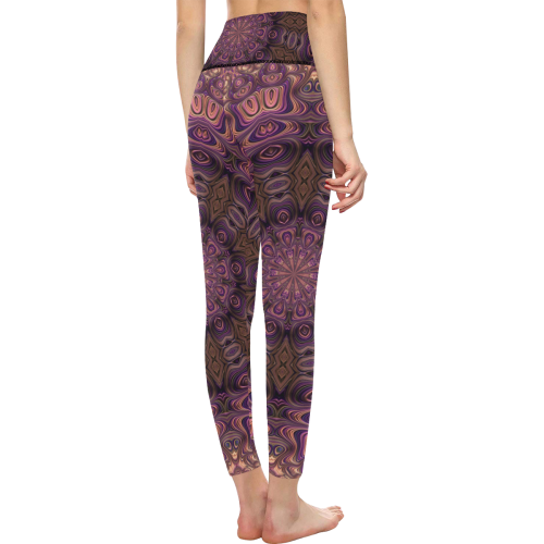 Pastel Satin Ribbons Fractal Mandala 4 Women's All Over Print High-Waisted Leggings (Model L36)