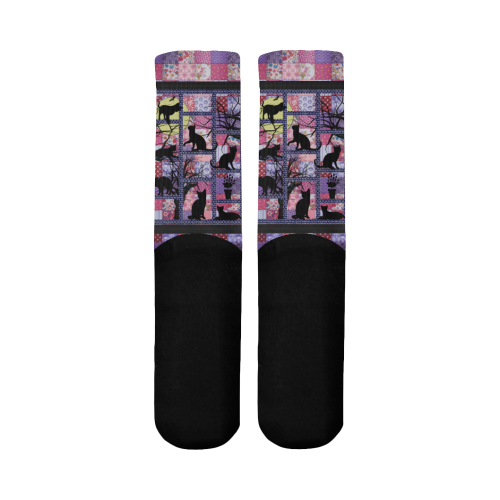 Cats in the Night Mid-Calf Socks (Black Sole)