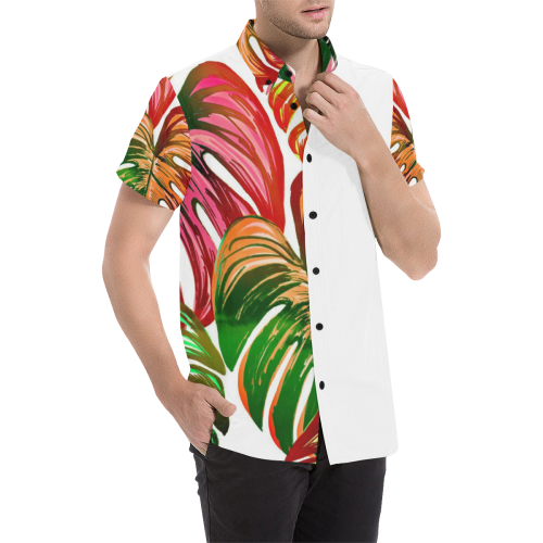 Pretty Leaves D by JamColors Men's All Over Print Short Sleeve Shirt (Model T53)