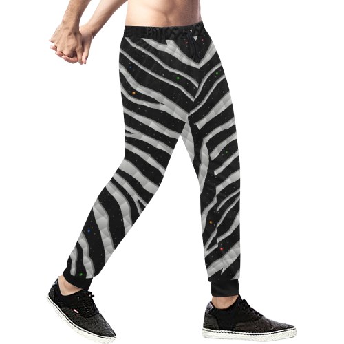 Ripped SpaceTime Stripes - White Men's All Over Print Sweatpants/Large Size (Model L11)