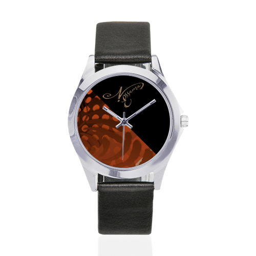 Montre unisexe bicolore orange Unisex Silver-Tone Round Leather Watch (Model 216)