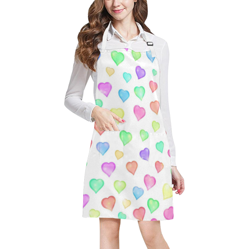 Pastel Hearts All Over Print Apron