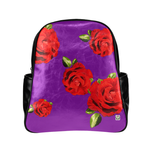Fairlings Delight's Floral Luxury Collection- Red Rose Multi-Pockets Backpack 53086b5 Multi-Pockets Backpack (Model 1636)
