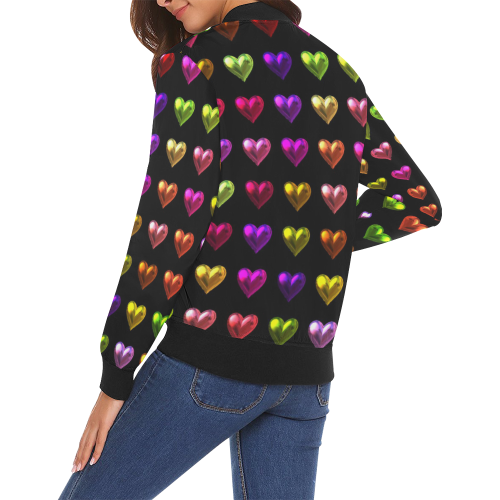 shiny hearts 1 All Over Print Bomber Jacket for Women (Model H19)