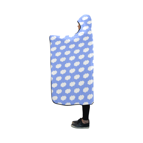 Clouds and Polka Dots on Blue Hooded Blanket 50''x40''