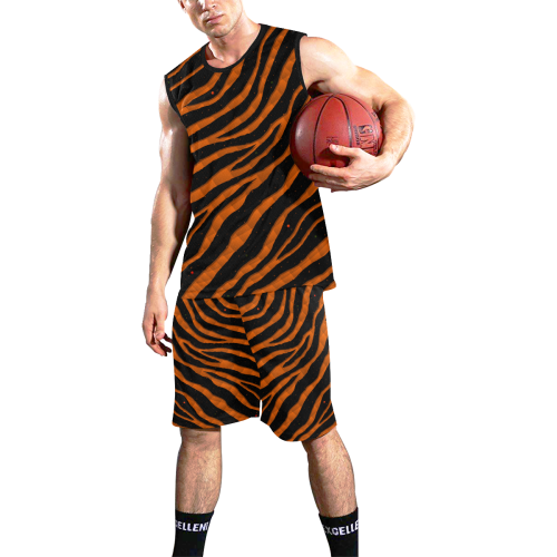 Ripped SpaceTime Stripes - Orange All Over Print Basketball Uniform