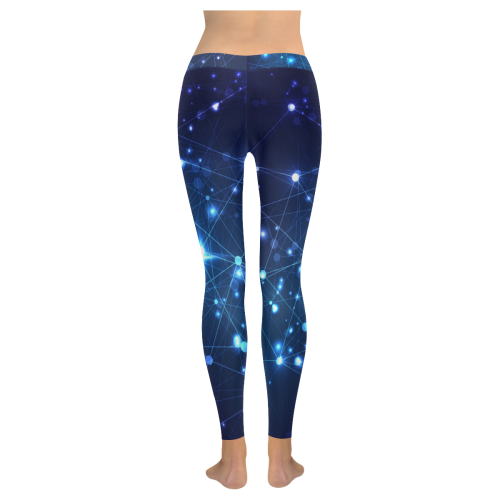 Twinkle Twinkle Little Blue Stars Cosmic Sky Women's Low Rise Leggings (Invisible Stitch) (Model L05)