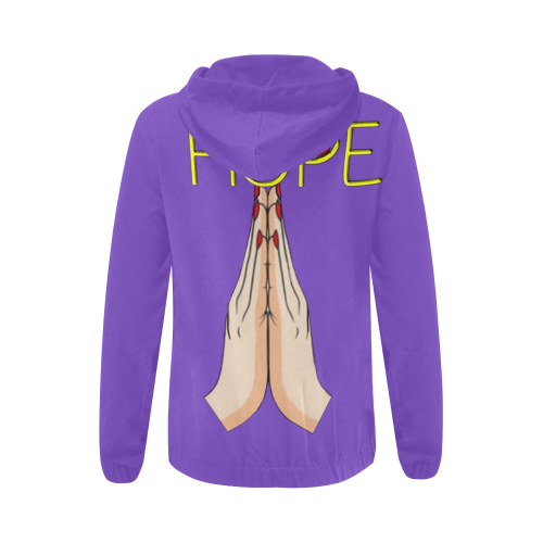 hOPE gIRL hANDS purp All Over Print Full Zip Hoodie for Women (Model H14)
