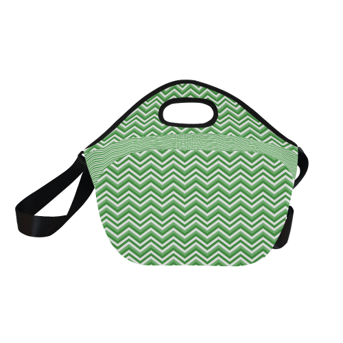 Green Chevron Neoprene Lunch Bag/Large (Model 1669)