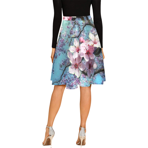Cherry blossom Melete Pleated Midi Skirt (Model D15)
