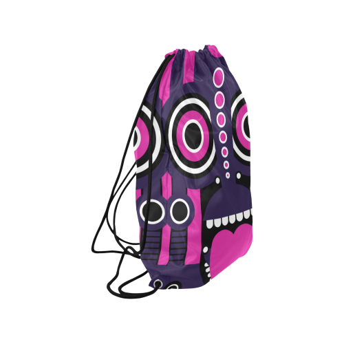 Pink Purple Tiki Tribal Medium Drawstring Bag Model 1604 (Twin Sides) 13.8"(W) * 18.1"(H)