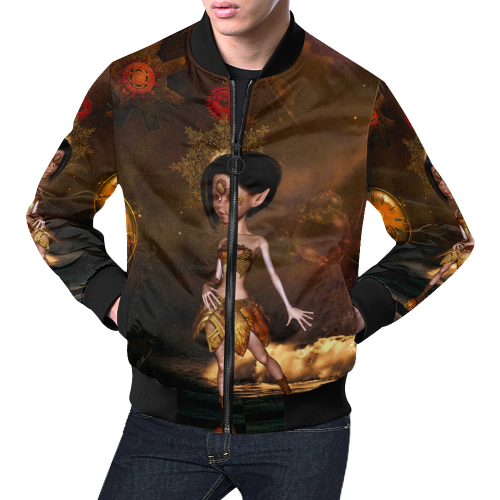 Sweet steampunk girl on the beach All Over Print Bomber Jacket for Men/Large Size (Model H19)
