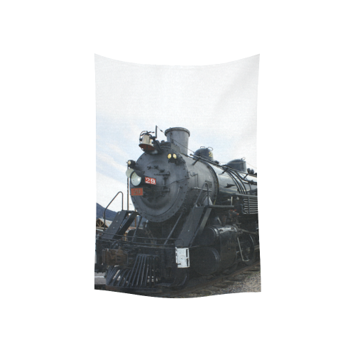 Railroad Vintage Steam Engine on Train Tracks Cotton Linen Wall Tapestry 40"x 60"