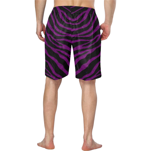Ripped SpaceTime Stripes - Purple Men's Swim Trunk/Large Size (Model L21)