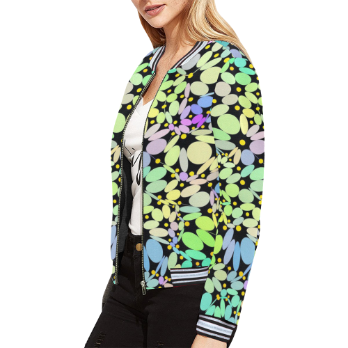 Power Flowers 318A by JamColors All Over Print Bomber Jacket for Women (Model H21)
