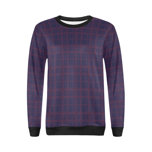 Purple Plaid Rock Style All Over Print Crewneck Sweatshirt for Women (Model H18)