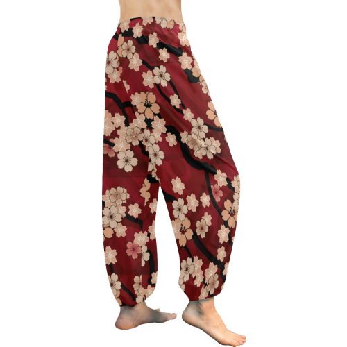 Sakura Breeze Ruby Wine Women's All Over Print Harem Pants (Model L18)