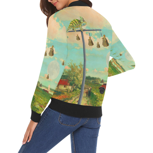 DANDELIONS All Over Print Bomber Jacket for Women (Model H19)