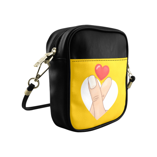 Hand and Finger Heart / Yellow Sling Bag (Model 1627)