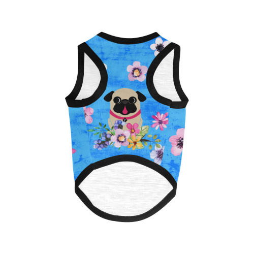 Fawn Pug In Flowers Dog Shirt All Over Print Pet Tank Top