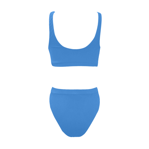 bright blue Sport Top & High-Waisted Bikini Swimsuit (Model S07)