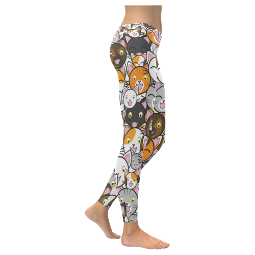 Funny Cats All Over Women's Low Rise Leggings (Invisible Stitch) (Model L05)