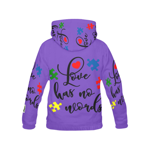 Fairlings Delight's Autism- Love has no words Women's Hoodie 53086A All Over Print Hoodie for Women (USA Size) (Model H13)