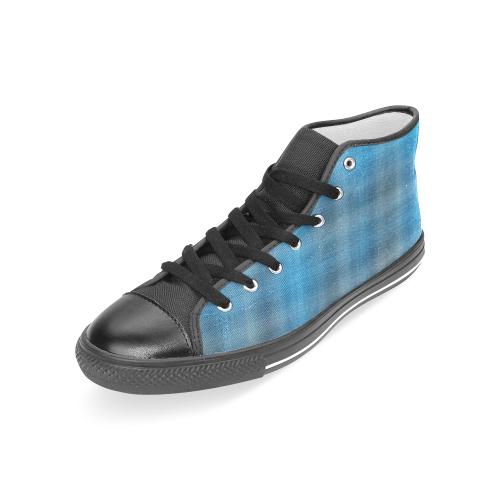countryblueplaid Women's Classic High Top Canvas Shoes (Model 017)