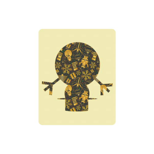 Golden Christmas Icons Snowman Yellow Rectangle Mousepad