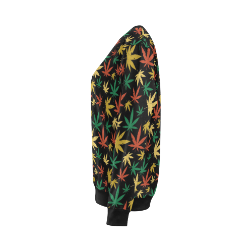 Cannabis Pattern All Over Print Crewneck Sweatshirt for Women (Model H18)