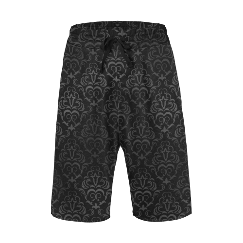 Elegant vintage floral damasks in  gray and black Men's All Over Print Casual Shorts (Model L23)