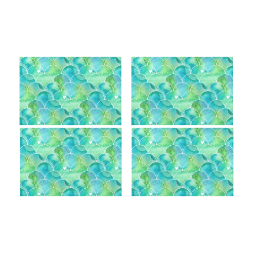 Mermaid SCALES green blue Placemat 12’’ x 18’’ (Set of 4)