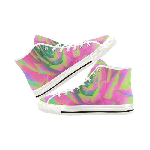 Lime Green and Pink Succulent Sedum Vancouver H Women's Canvas Shoes (1013-1)