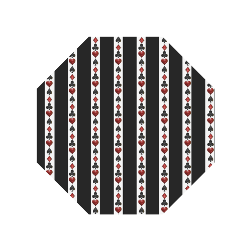 Playing Card Symbols Stripes Anti-UV Auto-Foldable Umbrella (Underside Printing) (U06)