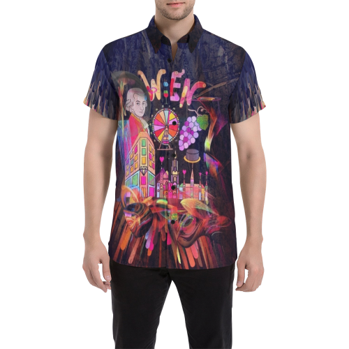Vienna / Wien Popart by Nico Bielow Men's All Over Print Short Sleeve Shirt/Large Size (Model T53)