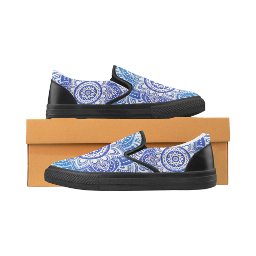 MANDALA LOTUS FLOWER Slip-on Canvas Shoes for Men/Large Size (Model 019)