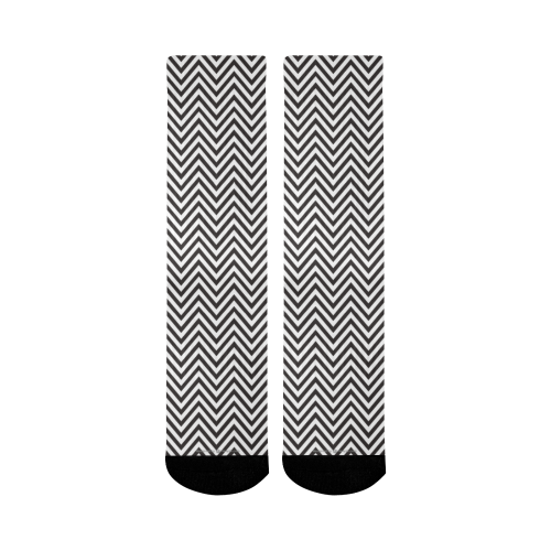 Black Chevron Mid-Calf Socks (Black Sole)