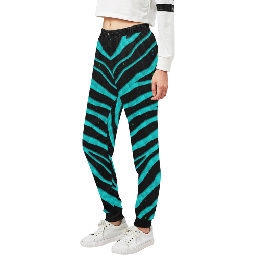 Ripped SpaceTime Stripes - Cyan Unisex All Over Print Sweatpants (Model L11)