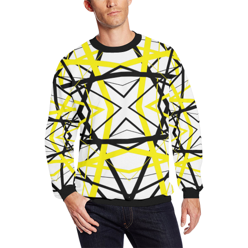 by crossing lines Men's Oversized Fleece Crew Sweatshirt/Large Size(Model H18)