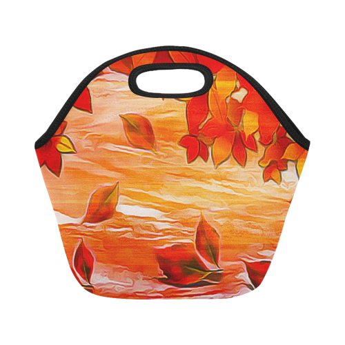 Red Leaves Neoprene Lunch Bag/Small (Model 1669)